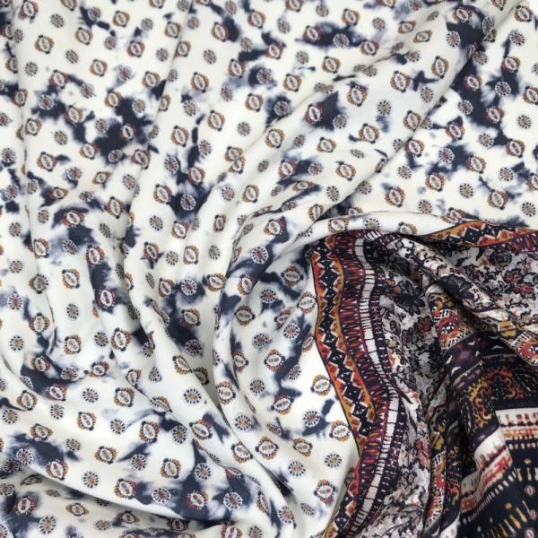 Hilco Viskose Lycie Border creme/Blau
